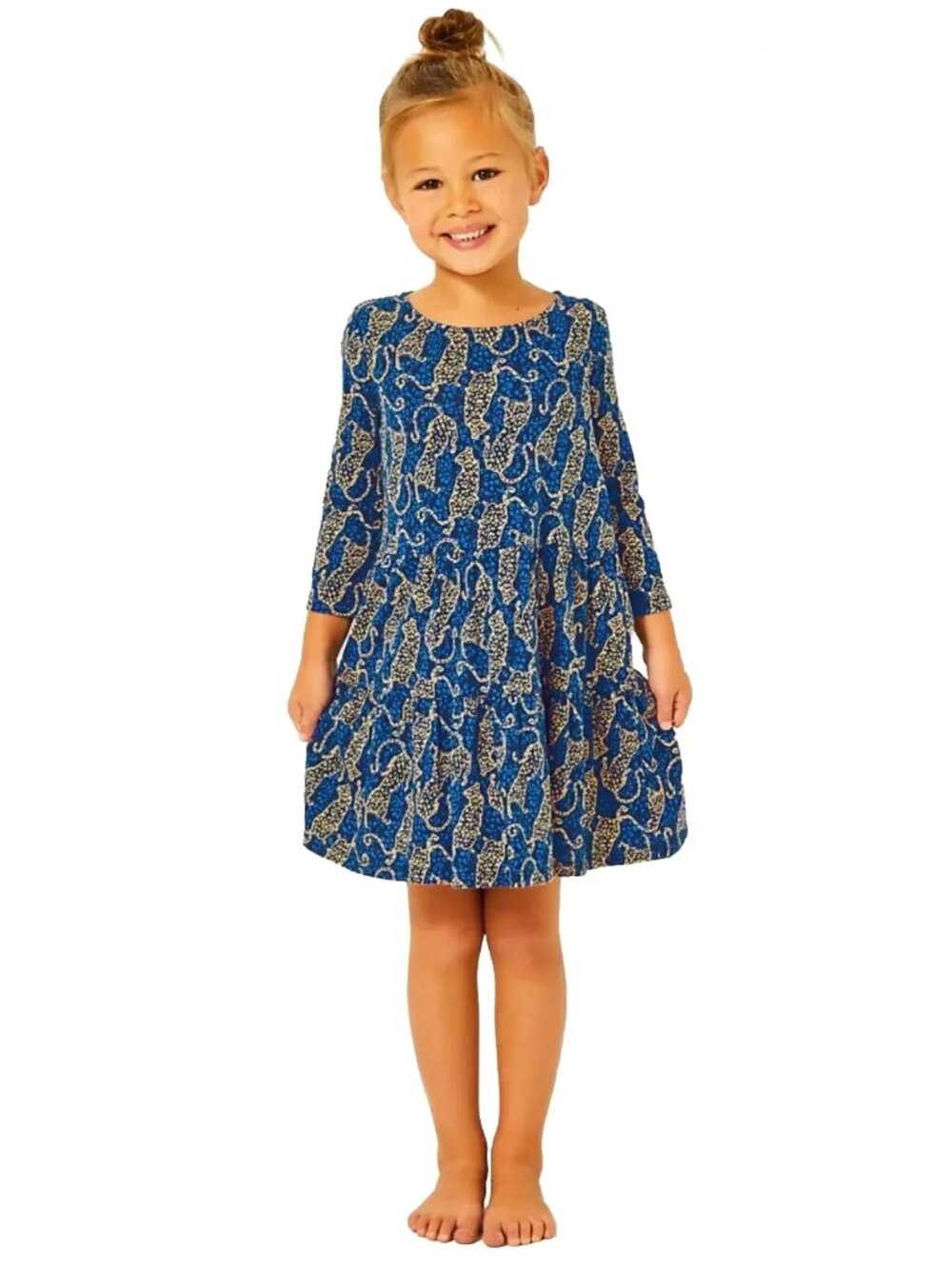 Lilly Pulitzer Girls Mini Geanna Dress in Low Tide Navy Easy To Spot, Size 2/3